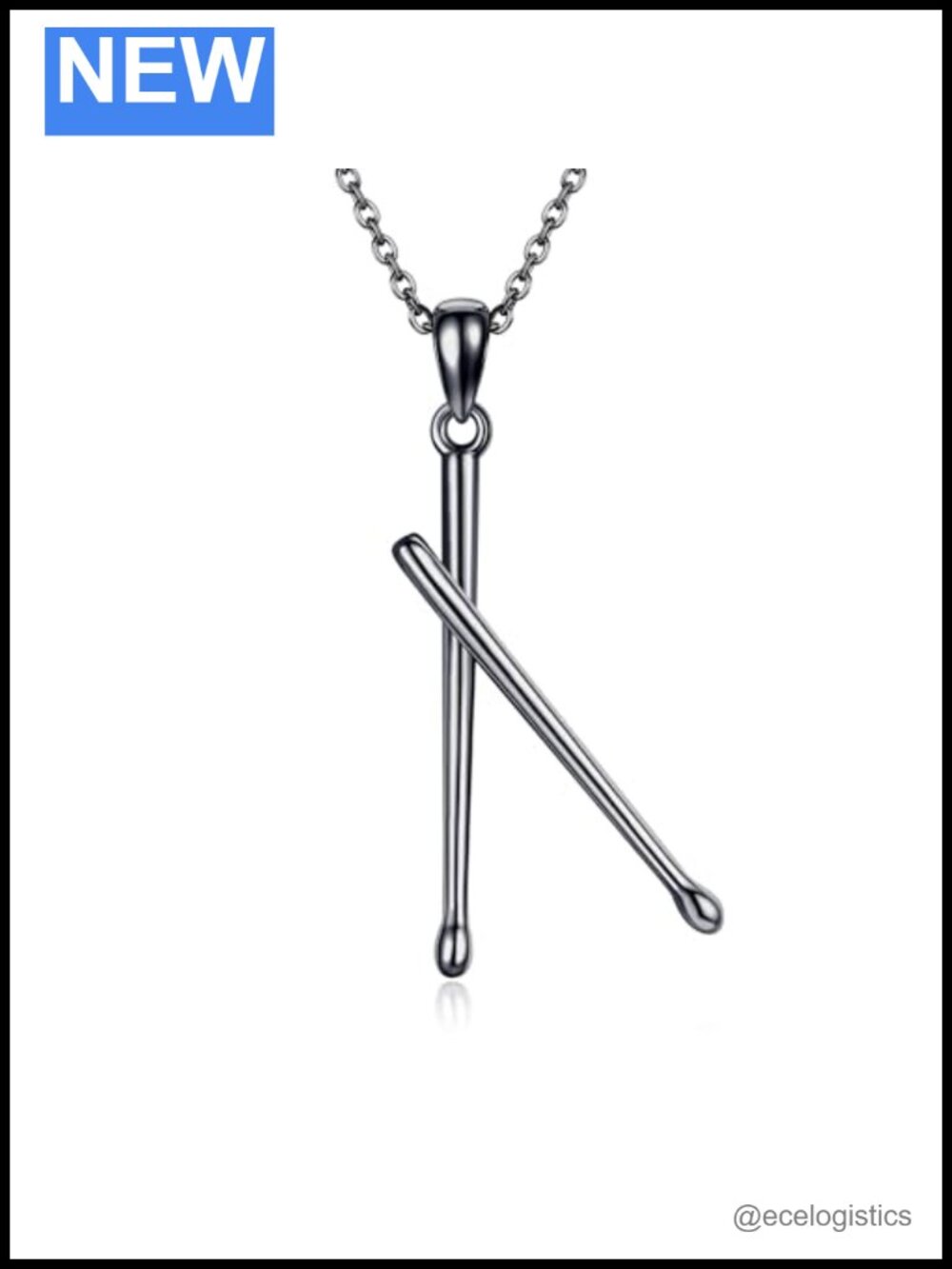 Drumstick Necklace 925 Sterling Silver Pendant Necklaces Drummer Jewelry for